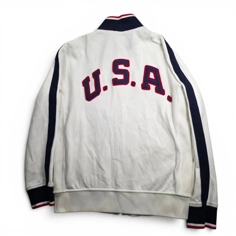 VTG Y2K Polo Ralph Lauren Jacket Sz L White Embroidered Team USA Olympic